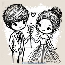 boy and girl holding flower