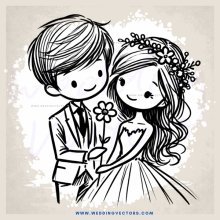 a boy and girl holding a flower