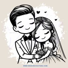 a couple embracing with rings and flowers