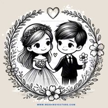 the engagement of two people in picture frame with hearts surrounding them