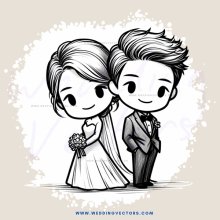 a newlywed couple standing together