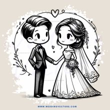 couple in wedding gown and suit holding hands