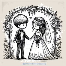 a wedding illustration in black and white