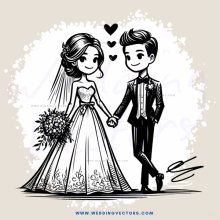 wedding couple standing together and smiling