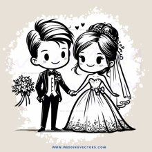 wedding couple in cartoon format