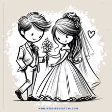 a bride and groom holding hands