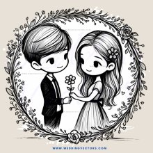boy and girl holding flowers