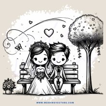 a couple sitting on a bench surrounded by nature