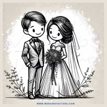 a bride and groom standing next to each other