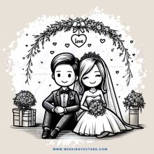 a newlywed couple posing for their picture
