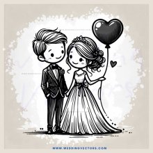 a couple holding hands with a heart balloon