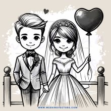 a young couple on their wedding day