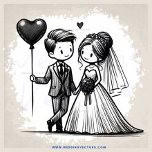 a newlywed couple holding hands