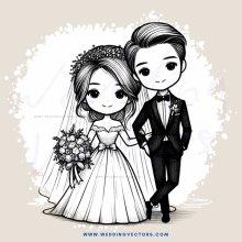a bride and groom in wedding fashion