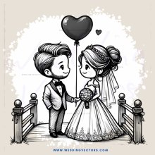 wedding couple standing by railing