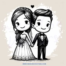 a bride and groom in black and white