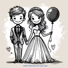 wedding couple with balloon