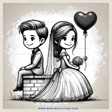 wedding bride and groom cartoon