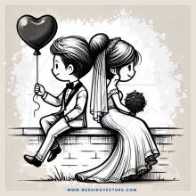 a romantic scene with heart and balloon