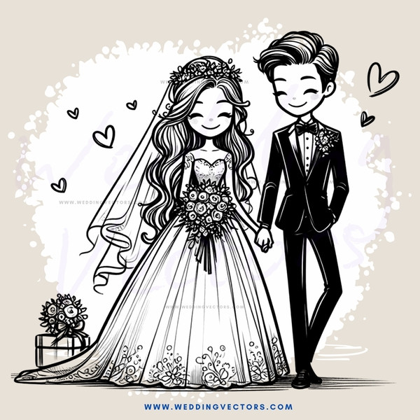 wedding bride and groom animation