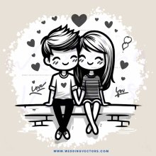 love you two cartoon illustration