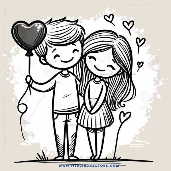 a boy and girl sharing a balloon