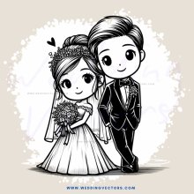 a bride and groom in tuxedos and bridesmaids dresses