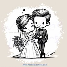 wedding pair in cartoon style