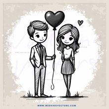 a couple with a heart balloon