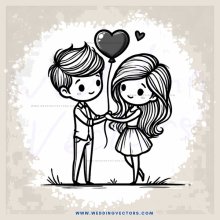 a boy and girl holding hands and sharing a balloon