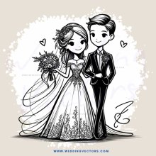 bride and groom in engagement rings