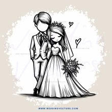 wedding picture with bouquet and flowers