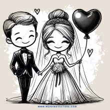 a bride and groom in black and white