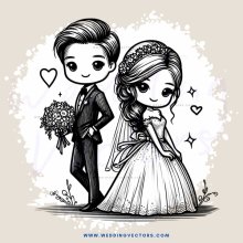 bride and groom holding flowers