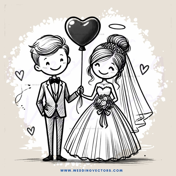 boy and girl holding balloons and rings