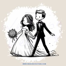 groom and bride in wedding gowns