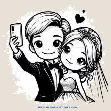 man and wife taking selfie with cellphone