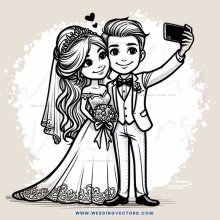 a couple taking a selfie on their wedding day