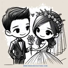a bride and groom in black and white