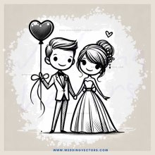 a boy and girl holding hands together with a balloon