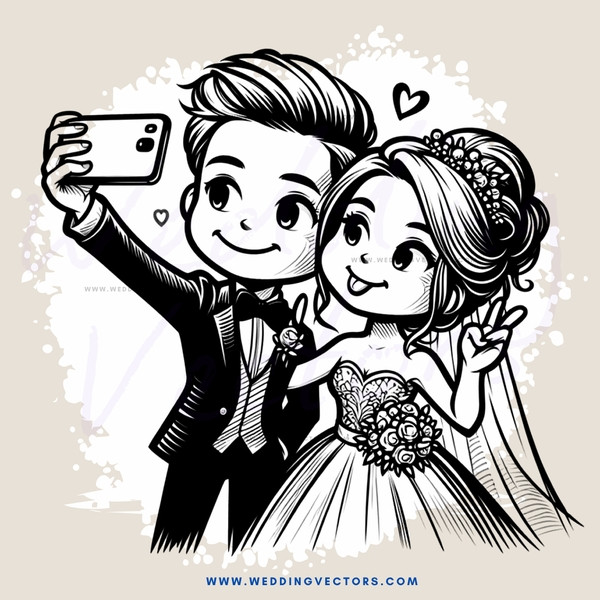 couple pose for picture on cell phone