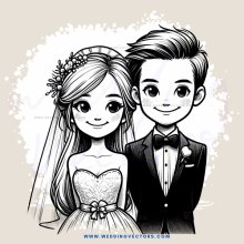 a bride and groom in black and white