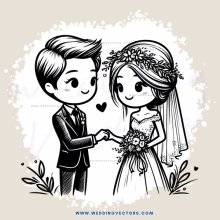 wedding couple holding bouquet and ring