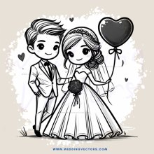 a bride and groom holding a heart