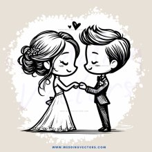a young couple in wedding attire embracing each other