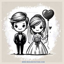 a bride and groom hold hands with balloons