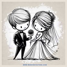 a bride and groom with roses