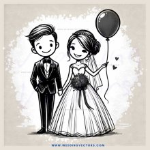 wedding bride & groom cartoon