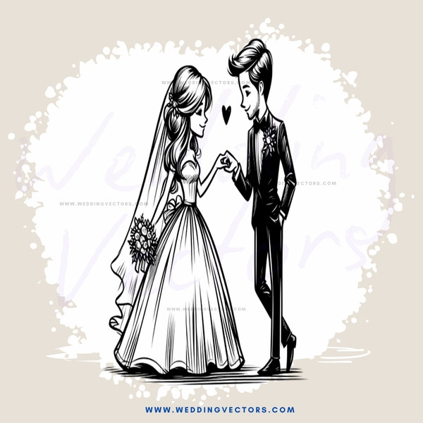 groom and bride with flowers on their hands