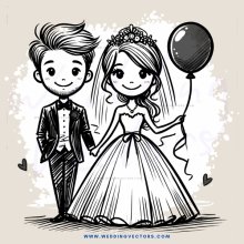 couple standing together with balloon